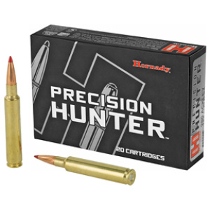 Hornady Precision Hunter rifle ammunition box and cartridges