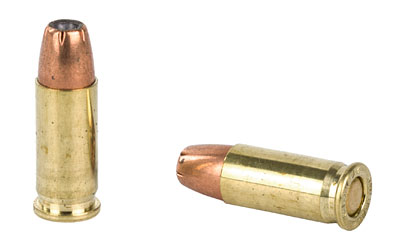 Two brass bullets on white background