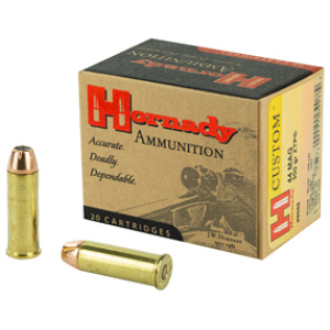Hornady ammunition box and bullets display