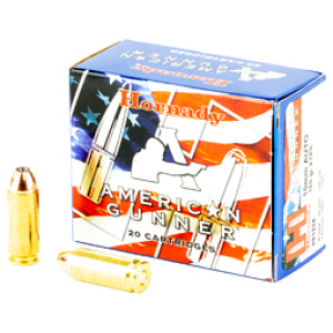 Hornady American Gunner ammunition box with cartridges.