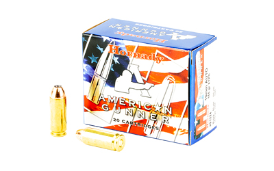 Hornady American Gunner ammunition box with cartridges.