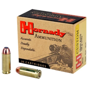 Box of Hornady ammunition with two cartridges