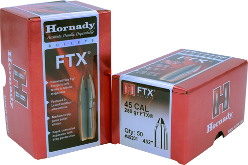 Hornady FTX .45 caliber ammunition boxes