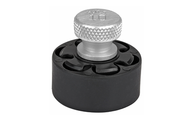 Black and silver industrial tool component with knob.