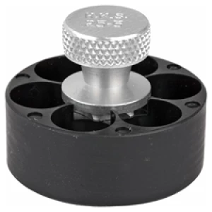 Black reloading manual tool with silver knob.