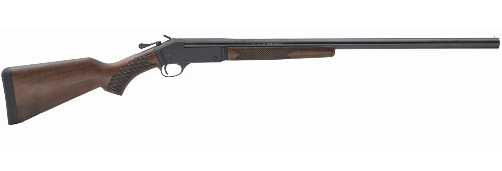 Single barrel shotgun, wooden stock.
