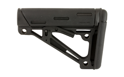Black adjustable rifle buttstock on white background
