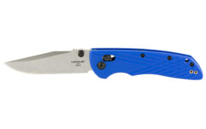 Blue-handled folding knife with silver blade