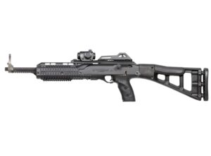 Tactical black rifle with optic and adjustable stock