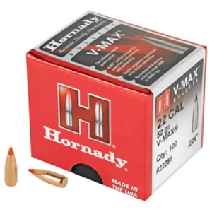 Hornady V-MAX .22 caliber bullet box