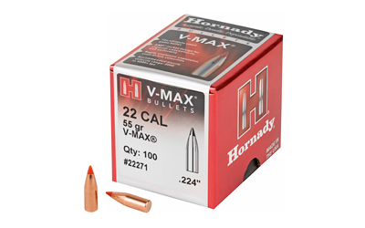 Hornady V-MAX bullets 22 cal 55 gr box