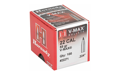 Hornady V-MAX .22 caliber bullets box