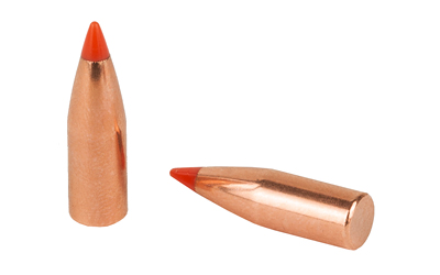 Copper rifle bullets with red tips