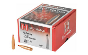 Hornady ELD Match 6.5mm ammunition box and bullets