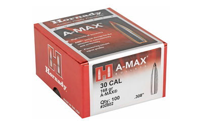 Hornady A-MAX 30 Cal ammunition box