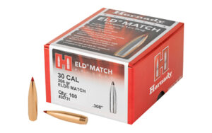 Hornady ELD Match 30 Cal ammunition box and bullets