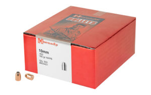 Hornady 10mm ammunition box with bullets