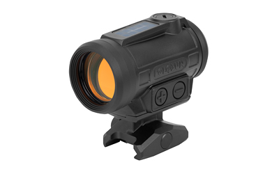 Black tactical red dot sight optic with mount