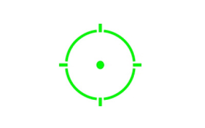Green crosshair or target symbol on white background.