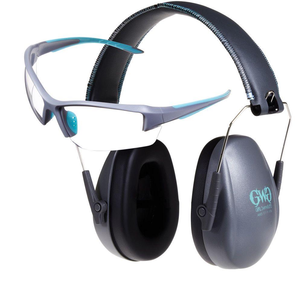 Allen Girls With Guns Assure Protective Safety Glasses & Earmuffs Combo Set Gray/Teal/Black NRR - 23dB