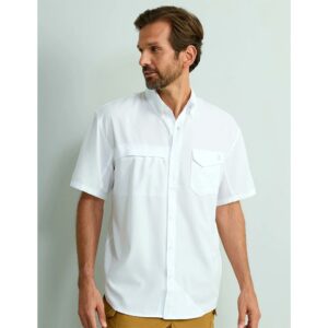 Huk Tide Point Short Sleeve Button Down Shirt White S