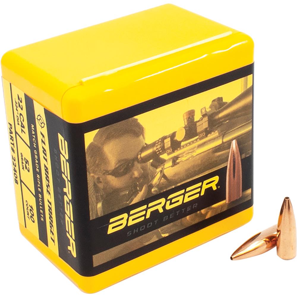 Berger Match Grade Target Bullets .22 cal .224" 52 gr FB Target 100/ct