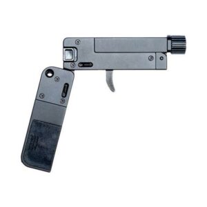 Rectangular metal tool with hinged sections and knob.