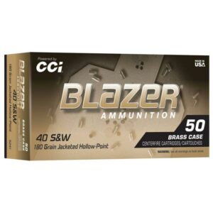 Blazer 40 S&W ammunition box, 50 rounds.