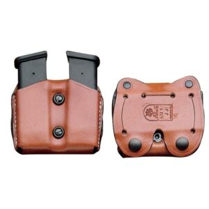 DESANTIS DOUBLE MAG POUCH OWB - LEATHER SINGLE STACK 10/45 TAN