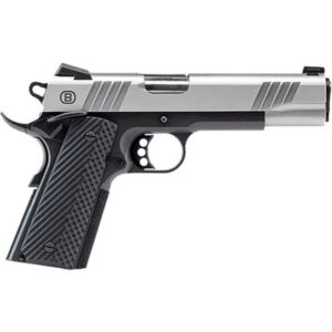 Silver and black semi-automatic handgun