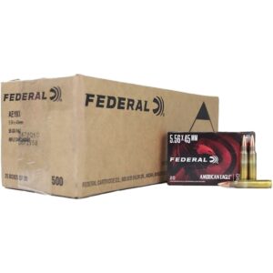 Federal 5.56x45mm ammunition boxes and cartridges