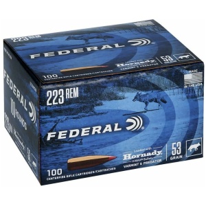 Federal Varmint & Predator Rifle Ammunition .223 Rem 53 gr FMJ 3400 fps 100/ct