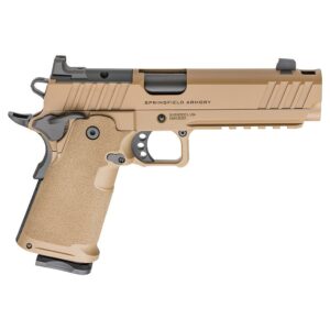 Tan Springfield Armory semi-automatic handgun side view