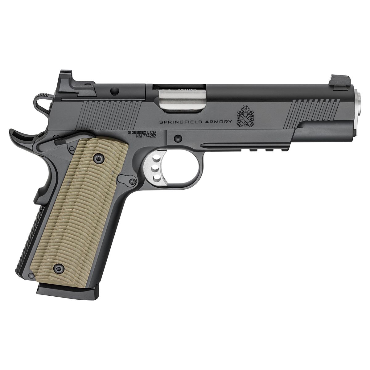 Springfield 1911 Operator AOS Handgun .45 ACP 8rd Magazine(2) 5'' Barrel Black Frame VZ Grips