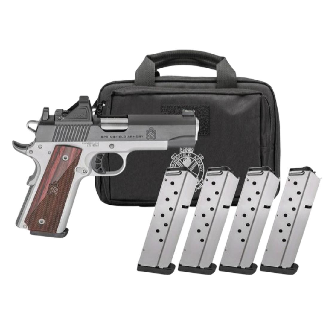 Pistol with magazines and carrying case