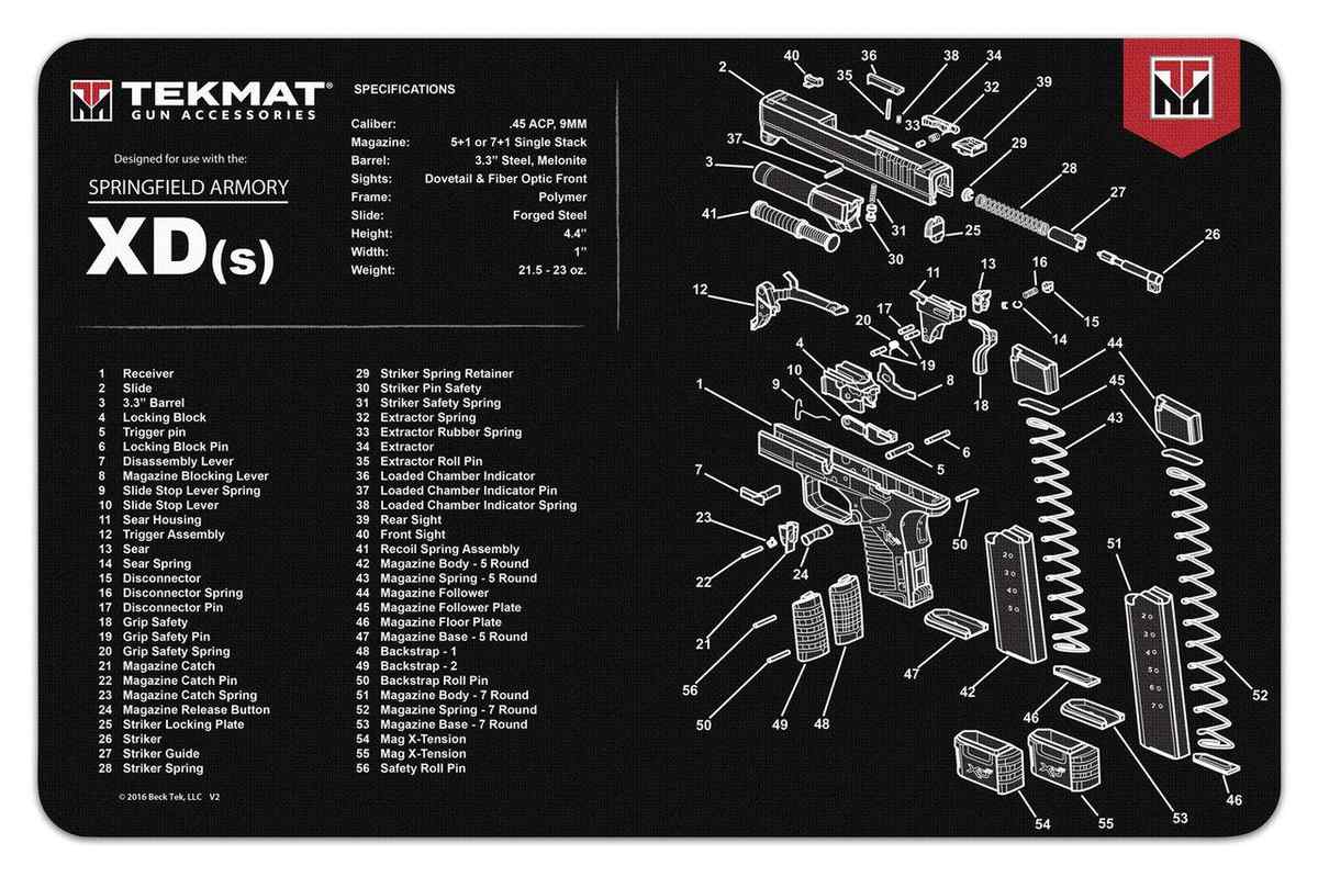 TekMat 11x17 Gun Cleaning Mat- Springfield Armory XD-S