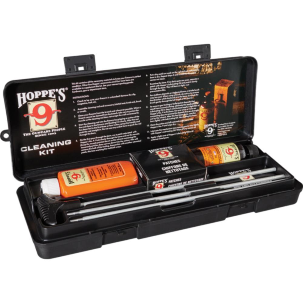 Gun cleaning kit with tools and solutions