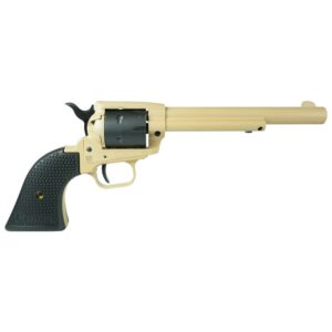 Tan single-action revolver with black grip