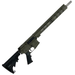 Olive green modern semi-automatic rifle on white background