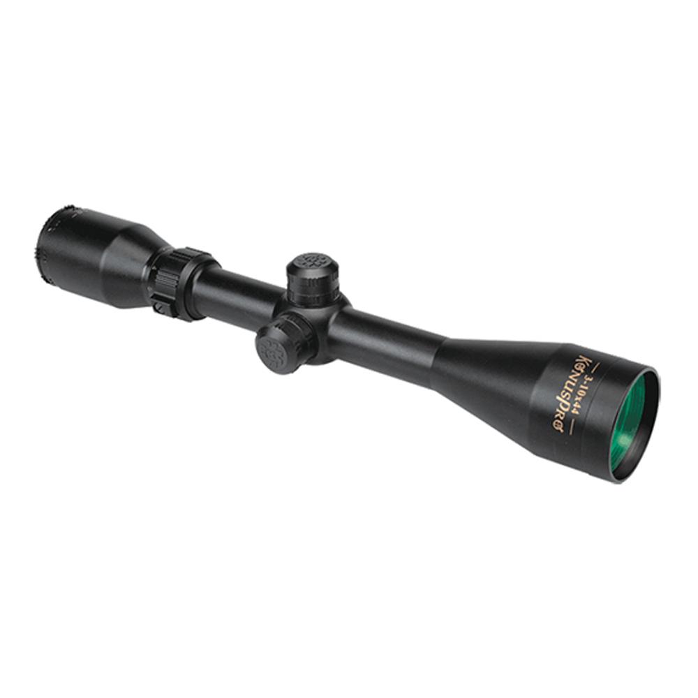 Black rifle scope with adjustment turrets