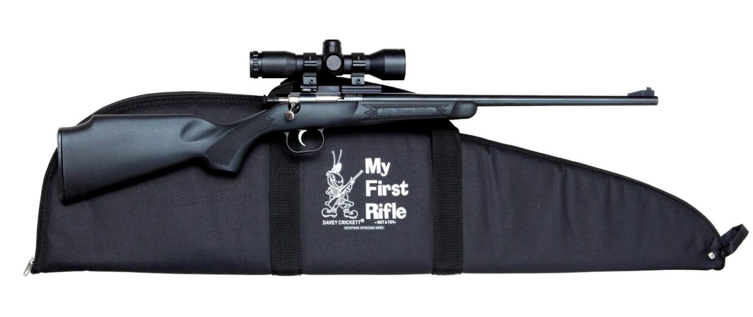 CRICKETT RIFLE G2 22LR BLUED/ - BLACK SYNTH W/SCOPE AND CASE