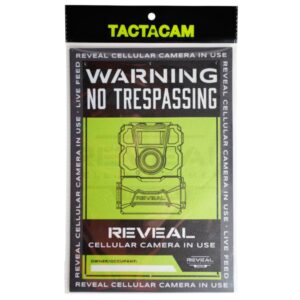 Tactacam Reveal cellular camera warning no trespassing sign