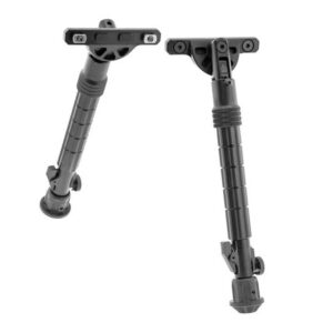 Adjustable black metal bipod legs