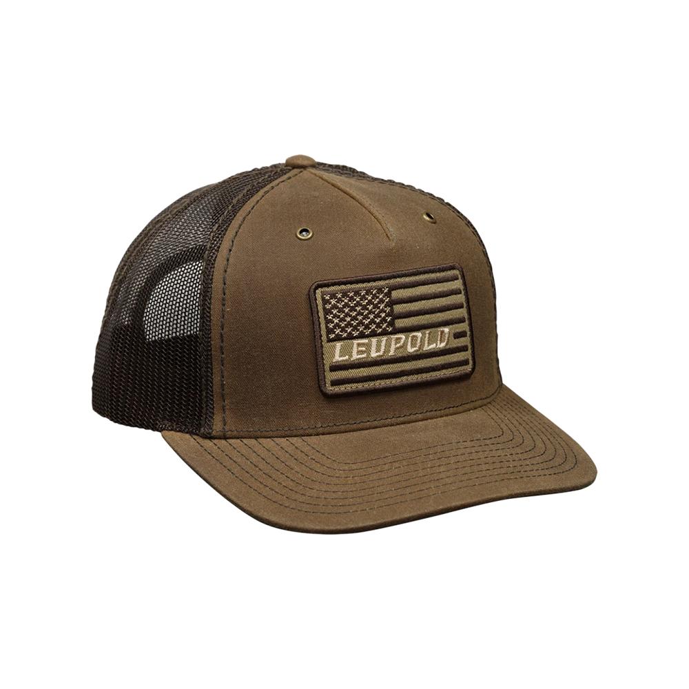 Leupold Flag Waxed Canvas Trucker Hat Buck/Brown