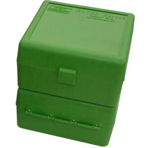 Green plastic rifle ammunition storage box