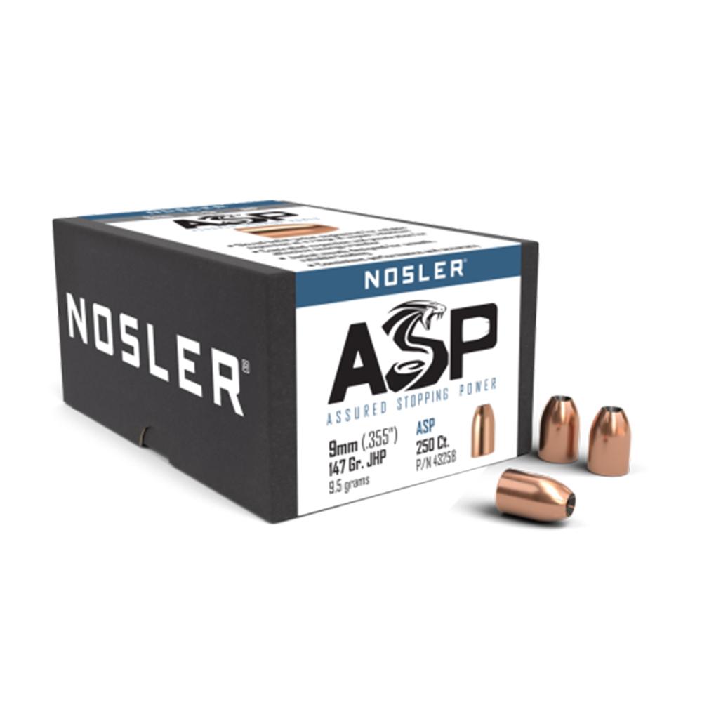 Nosler Sporting Handgun Pistol Bullets 9mm .355" 147gr JHP 250/ct