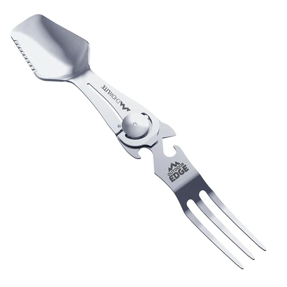 Multi-tool spork with bottle opener feature.