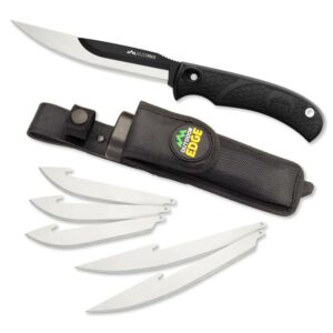 Outdoor Edge RazorMax Replaceable Fixed Knife 3-1/2" Drop Point Blade 5" Boning Blade Black