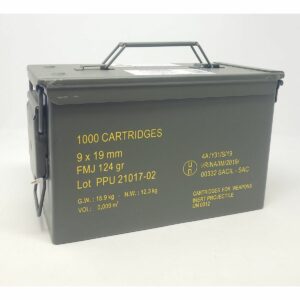 PPU Rangemaster Ammunition 9mm Luger 124gr FMJ 1263 fps 1000/ct (Metal Can)