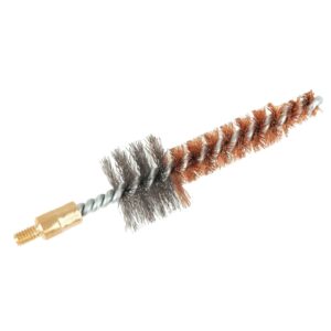 Wire brush with metal bristles and threaded end.